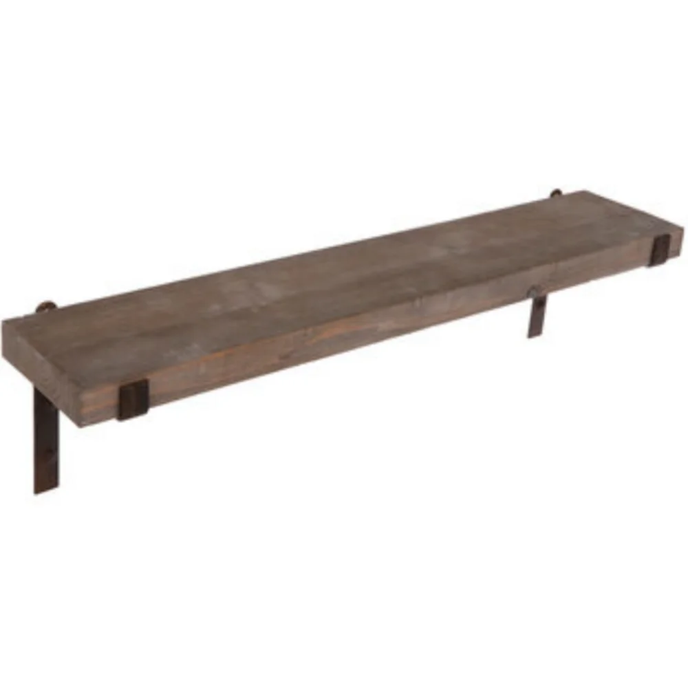 NWT Industrial Farmhouse Simple Rustic Wood & Metal Wall Shelf